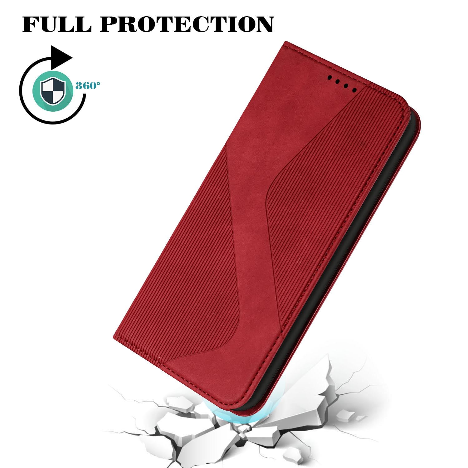 Fatcatparadise Cover per Xiaomi Mi 13/Xiaomi 13/Xiaomi 13 5G, Custodia a Libro Wallet in Pelle Premium Protettiva Portafoglio Antifurto Chiusura Magnetica Flip Telefono Case Custodie (Rosso