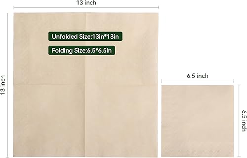 Miniatura 3 de MORGIANA 100 servilletas de papel desechables, servilletas ecológicas biodegradables, servilletas compostables, servilletas de cóctel marrones para