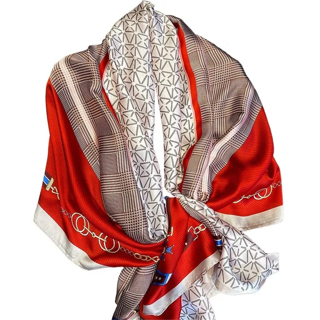 Bufanda de Seda clásica Suave para Playa, pañuelo Vintage para Mujer, Chal para Dama, pañuelo para el Cuello, Bandana (A 90 x 180 cm)