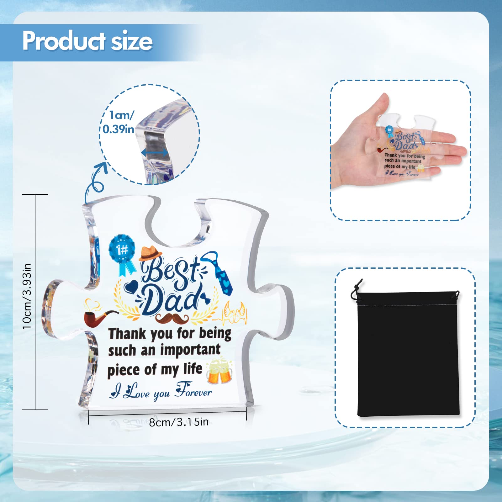 Fist Bump Acrylic Plaque For Dad - 8x3.8 Inch Heartwarming Birthday/Christmas/Father's Day Gift From Daughter Or Son