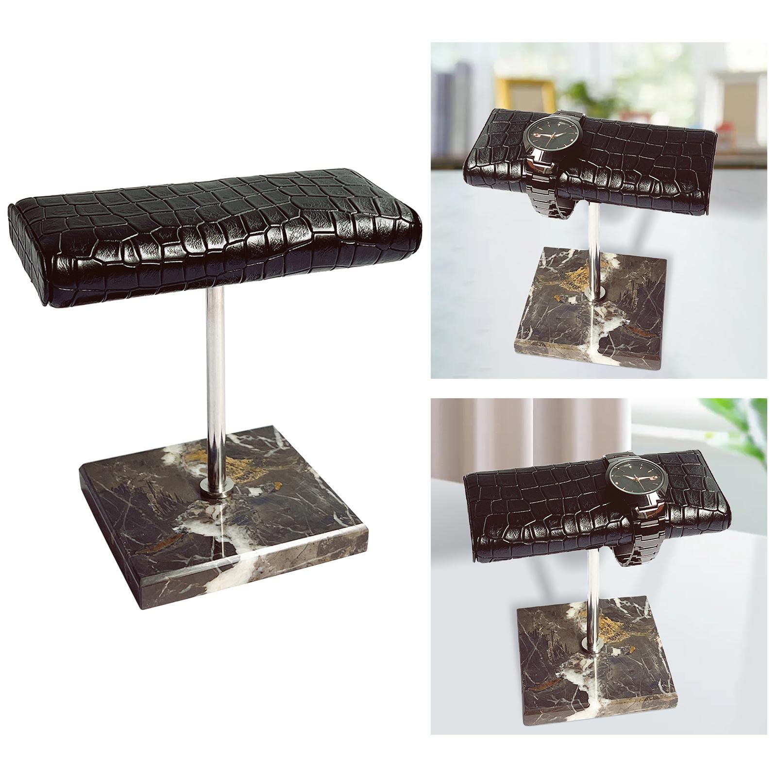 Watch Stand Espositore Porta Orologi Supporto Gioielli Organizzatore Bracciali Base Marmo PU Metallo Funzionale Adatto per Camera da Letto Scrivania R, Modello Coccodrillo