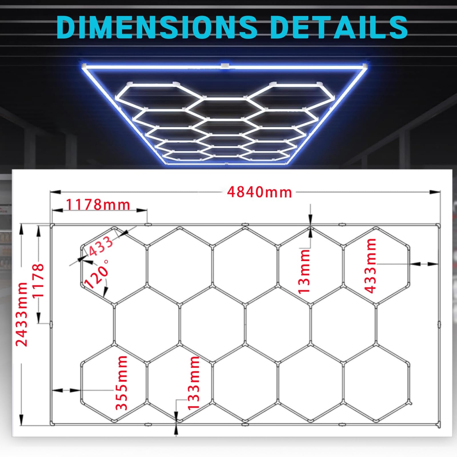 Amazon.co.jp : Hexa LED ガレージ照明 14個の六角形グリッドシステム