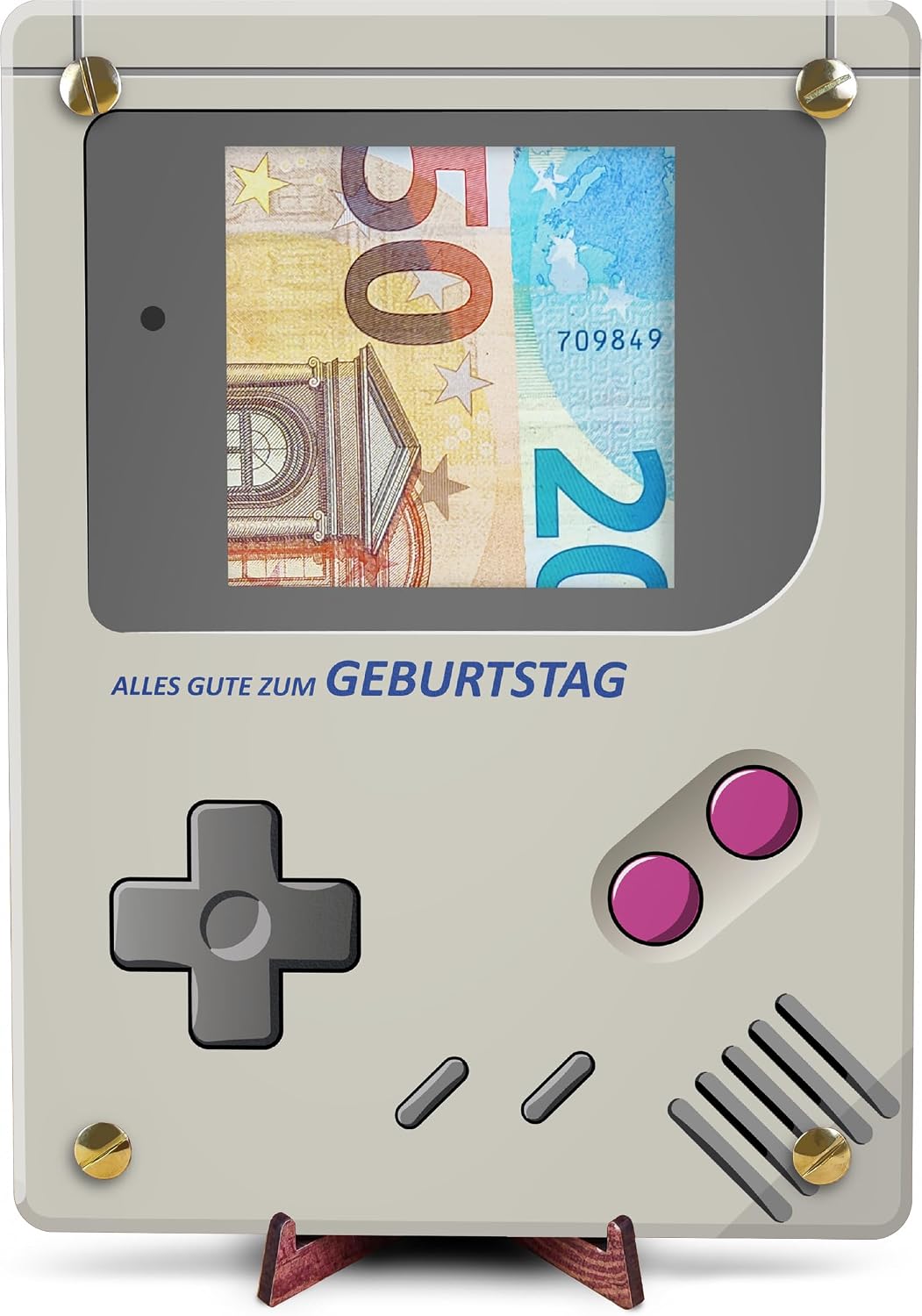 Retro Console – XL Wooden Money Gift with Stand | Gaming Decoration, Retro Game Console, Gift Boy, Gifts for Men, Gaming, Gaming Gift Ideas, Gamer Gift, Money Card