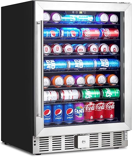 Towallmark Refrigerador de bebidas, refrigerador de bebidas de 5.1 pies cúbicos | Capacidad de 166 latas, enfriador de bebidas pequeño con compresor