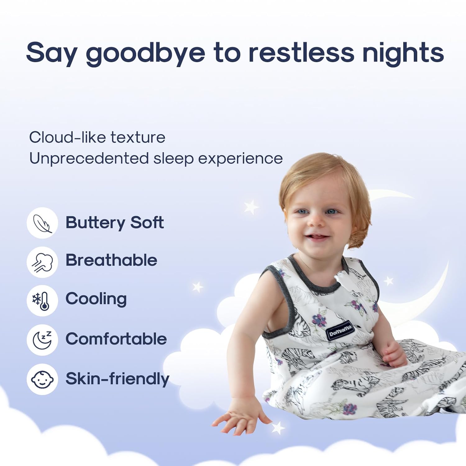 Baby Sleep Sack 0.6 Tog Ultra Breathable Cotton Blend Muslin Toddler Sleeping Sack 24-36 Months Dryable Lightweight Unisex Wearable Blanket