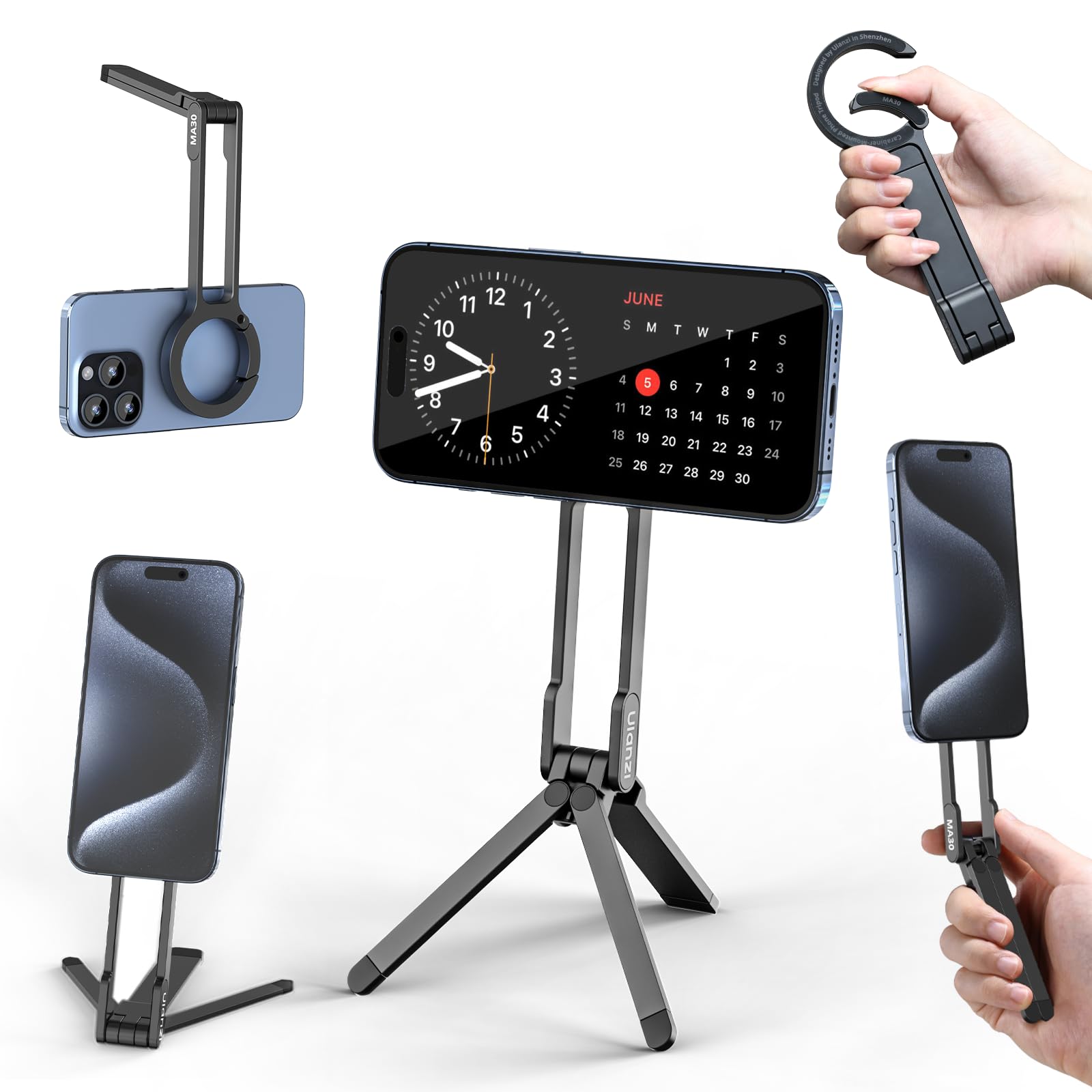 ULANZI VL49 RGB Video Lights with MA30 Magnetic Phone Tripod Stand for iPhone