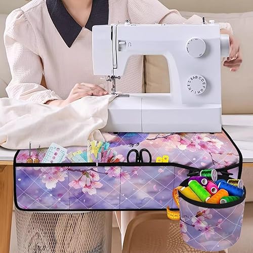 Miniatura 105 de Estera de máquina de coser con flores brillantes y florales bohemias, reduce la vibración, antideslizante, organizador duradero