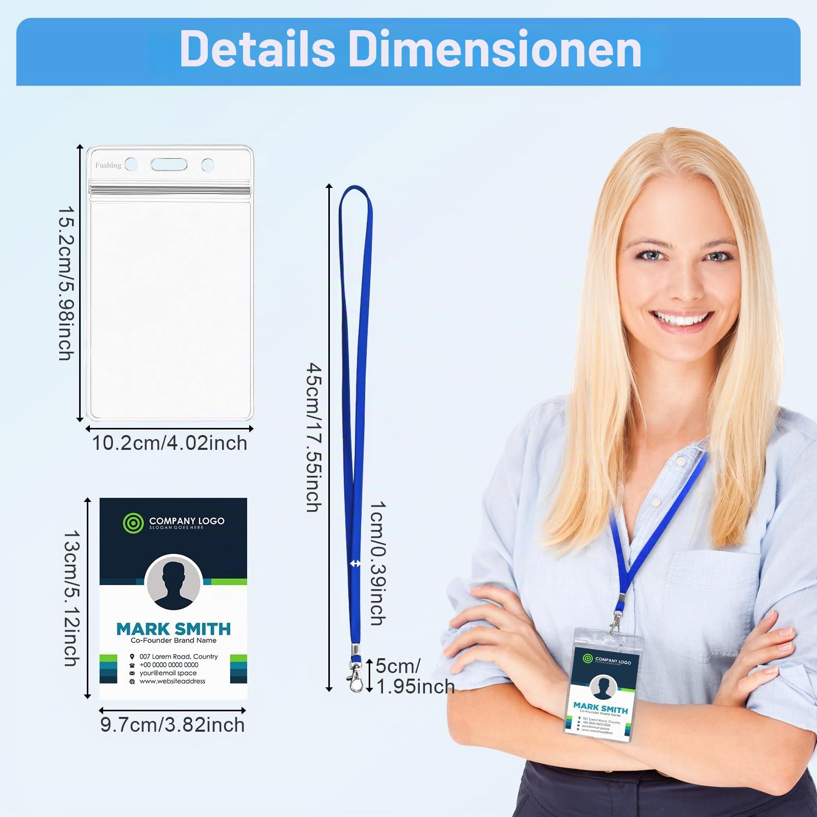 Ausweishülle Mit Band,Fushing 50 Stück Lanyards Schlüsselb?nder Ausweishülle Namensschilder Mit Schlüsselband Badge Hülle Kartenhülle Mit Band Namensschilder Hüllen Namensschild Mit Band (XL)