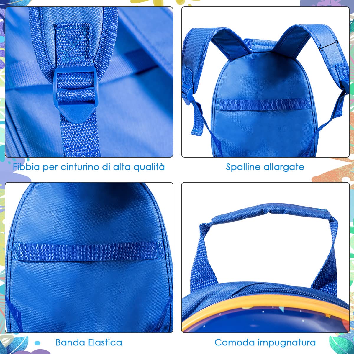 RELAX4LIFE Set Valigia Bambini 2 in 1 Astronauta Spazio Blu Royal Giallo (Trolley18 + Zaino 12") con Ruote 360°, Maniglia Regolabile, Zaino con Piedini | ABS Resistente |Ideale per Viaggi e Scuola