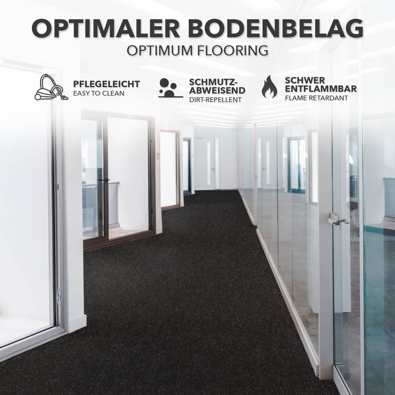 KARAT Dywan na imprezy i targi Turbo 100 x 1500 cm, antracyt - towar sprzedawany na metry - łatwy w pielęgnacji bieżnik – izolacja akustyczna, trudnopalny – na targi, wydarzenia, do szkoły i biura