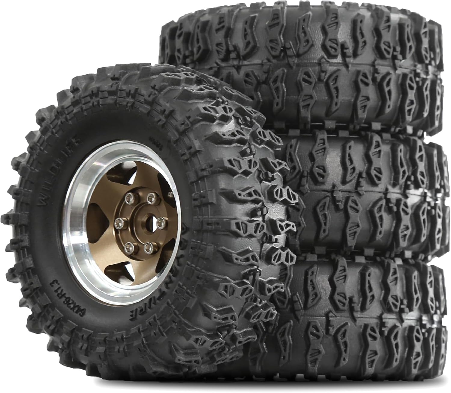 STMU 1.3'' Beadlock Wheel Tires for 1/18 1/24 TRX4M SCX24 FCX18 FCX24 RC Crawler Car (Brown)
