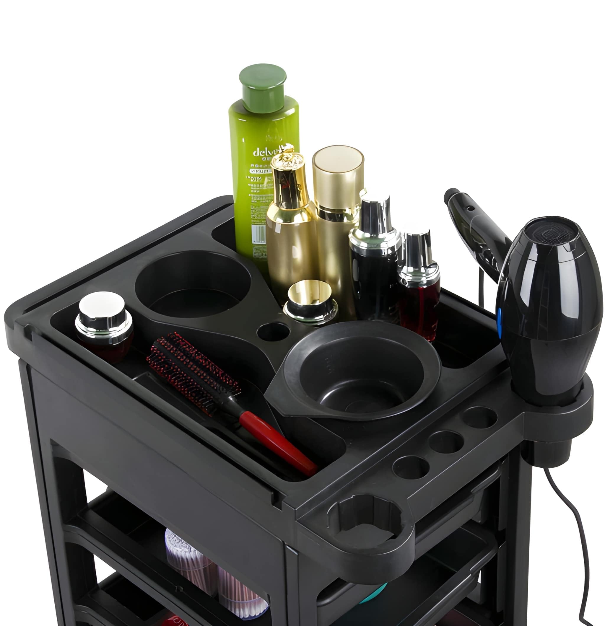 SWEETPEA®1Pcs 5Layer Salon Trolley SPA Beauty Hairdressing Rolling Trolley Cart with Drawers Hair Dryer Service Tray Trolley Cart with Wheels,5 Drawers, Rolling Cart for Extra Storage,Hair Stylist 3