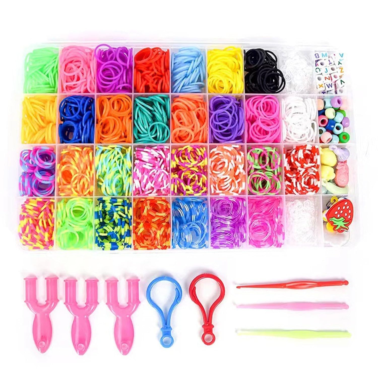Fitto Diy Bead Set - Educational Toy For Kids, Create Unique Jewellery with Colorful Silicone Rubber Bands and Cross- Shaped Beads, Random Colors