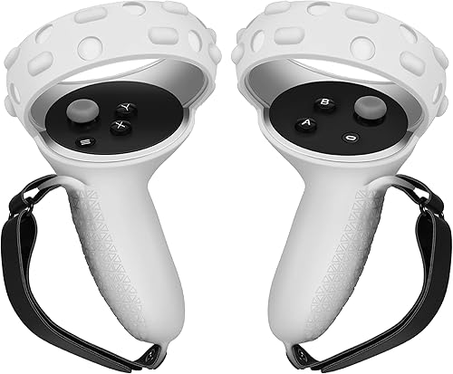 TNP Controller Grips for Oculus Quest 2 Meta Quest 2 Knuckle Strap White VR Touch Controller Hand Grip Cover Protector Sleeve with Anti-Throw