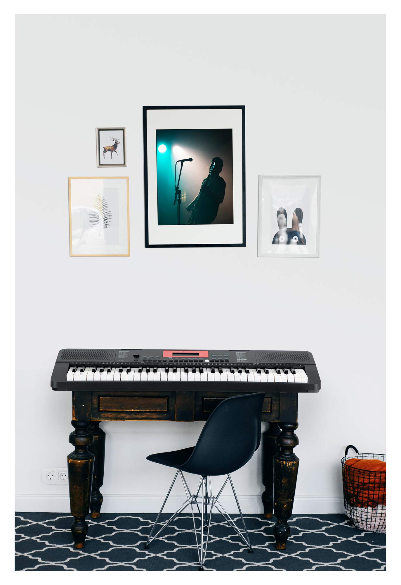 Classic Cantabile LK-290 Leuchttasten-Keyboard - 61 Tasten mit Anschlagdynamik - 580 Klänge und 200 Begleitrhythmen - Anschlüsse für Kopfhörer, Sustain-Pedal und MP3-Player - schwarz | 61 Tasten in Normalgröße mit roter LED-Beleuchtung, Anschlagdynamik (i