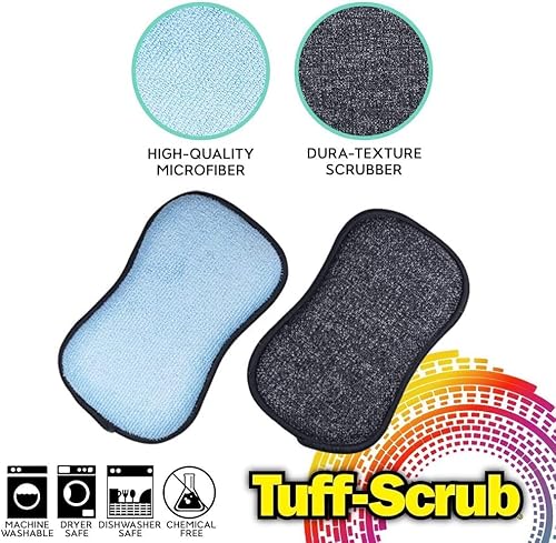 The Original Tuff-Scrub Microfiber Multi-Surface Scrub And Wipe Sponges, Dual-Sided For Scouring And Easy Household Cleaning, Machine Washable (Pack - 6) (Small) #TOP1