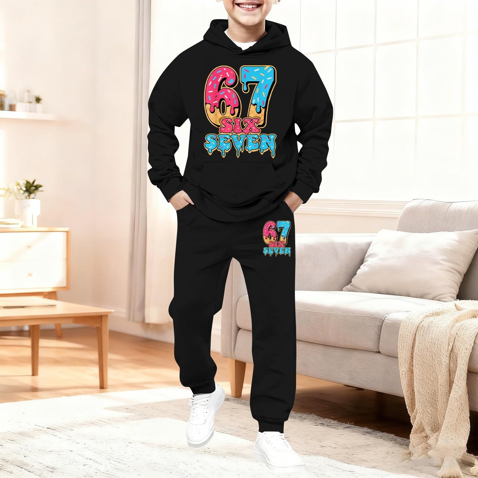 Six Seven - Traje deportivo para niños, unisex, 2 piezas, para el tiempo libre, con capucha y pantalones de chándal