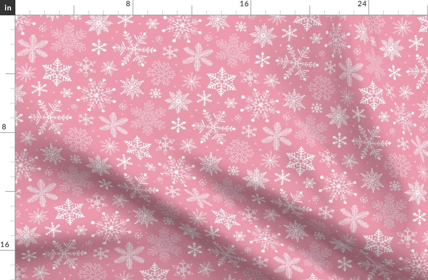 Spoonflower Fabric - Snowflakes Christmas Pink Holidays Winter Snowflake Xmas Printed on Organic Cotton Sateen Fabric by The Yard - Sewing Quilting Apparel Home Decor