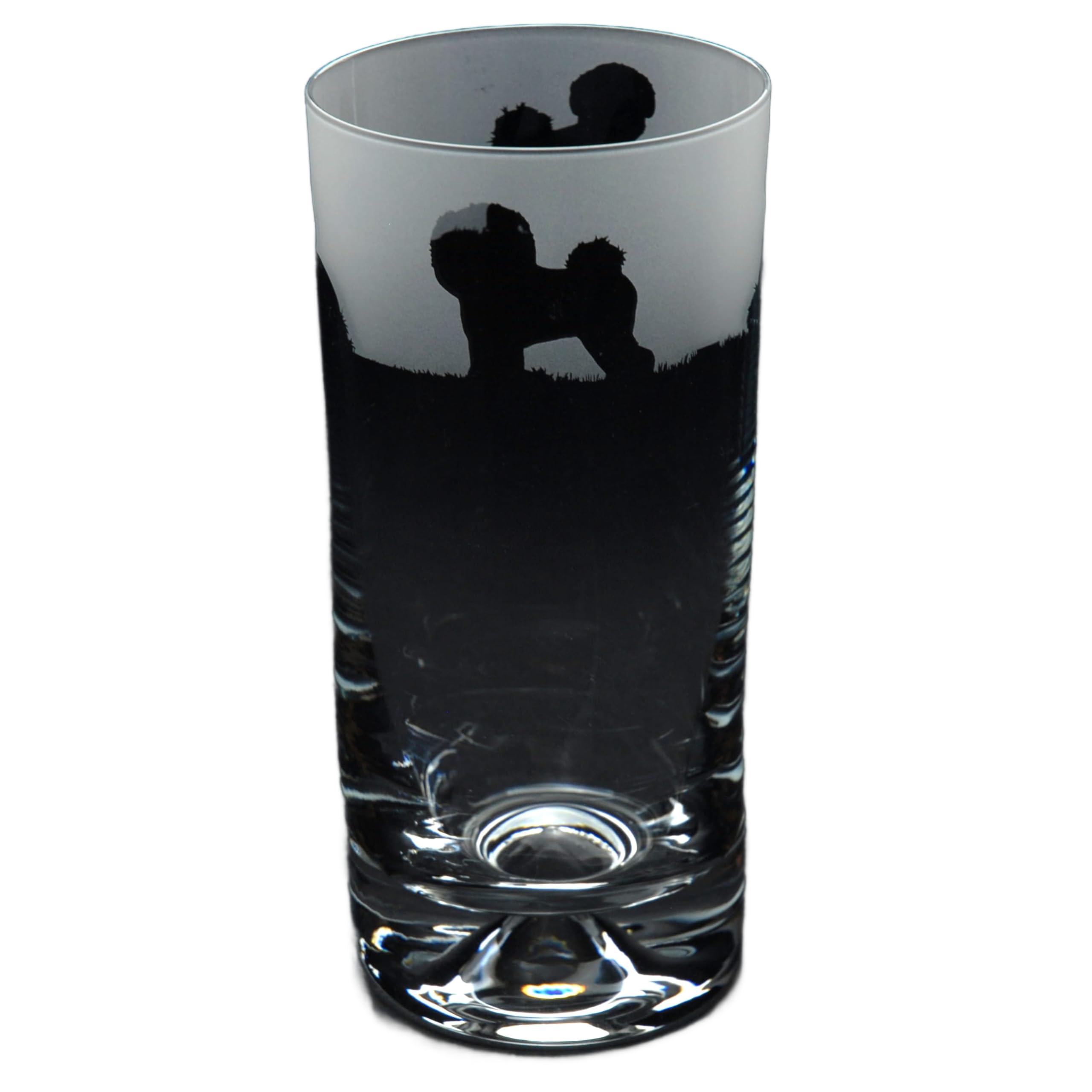GLYPTIC Glass Art Bichon Frise Dog Frieze Hand Etched/Engraved Highball Glass โ image 1