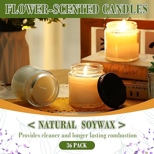 Miniatura 5 de MTLEE 36 paquetes de velas en tarro pequeño Mason de 4 onzas, velas pequeñas perfumadas con tapas, regalos de velas a granel para regalo de Navidad,