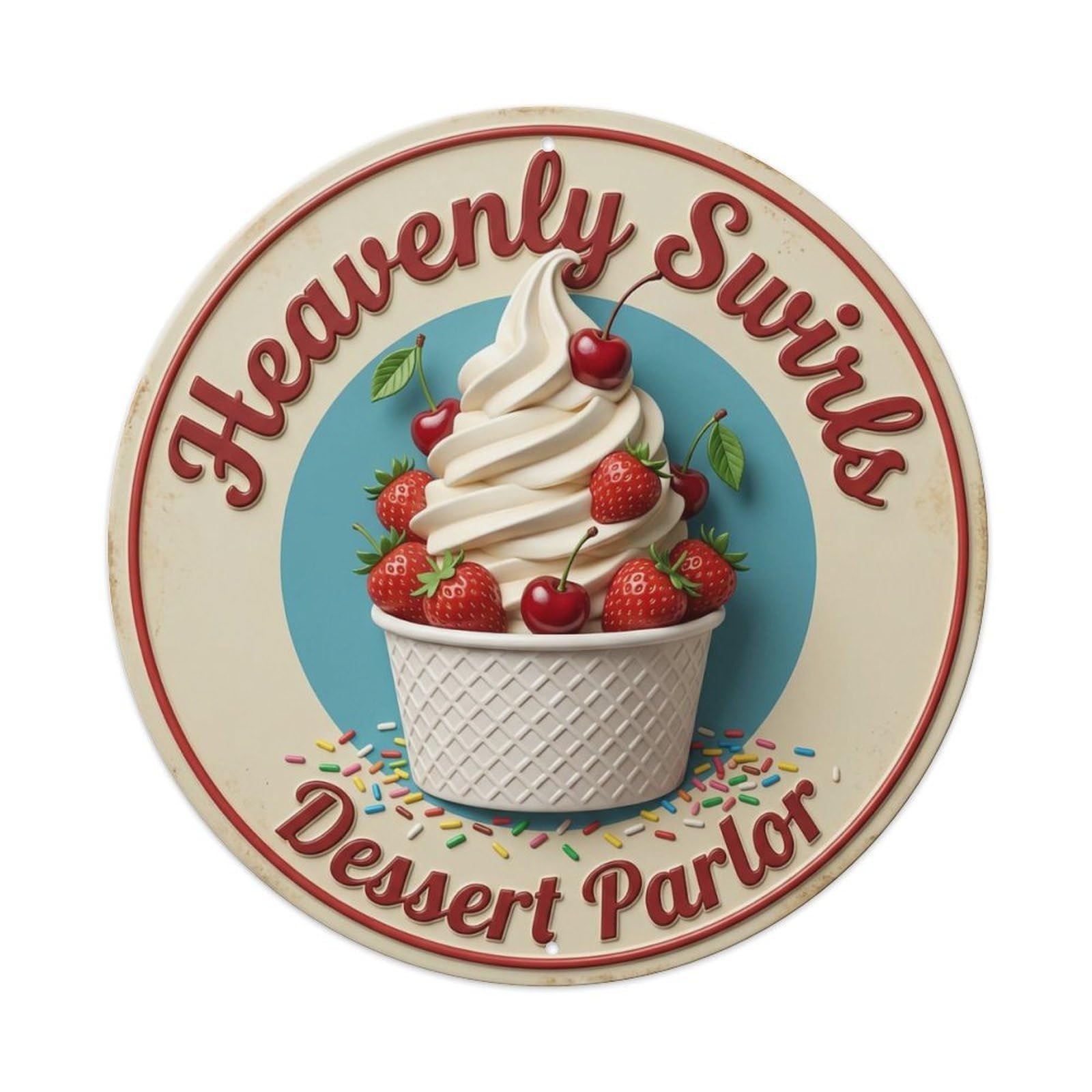 Heavenly Swirls Dessert Parlor Metal Tin Sign