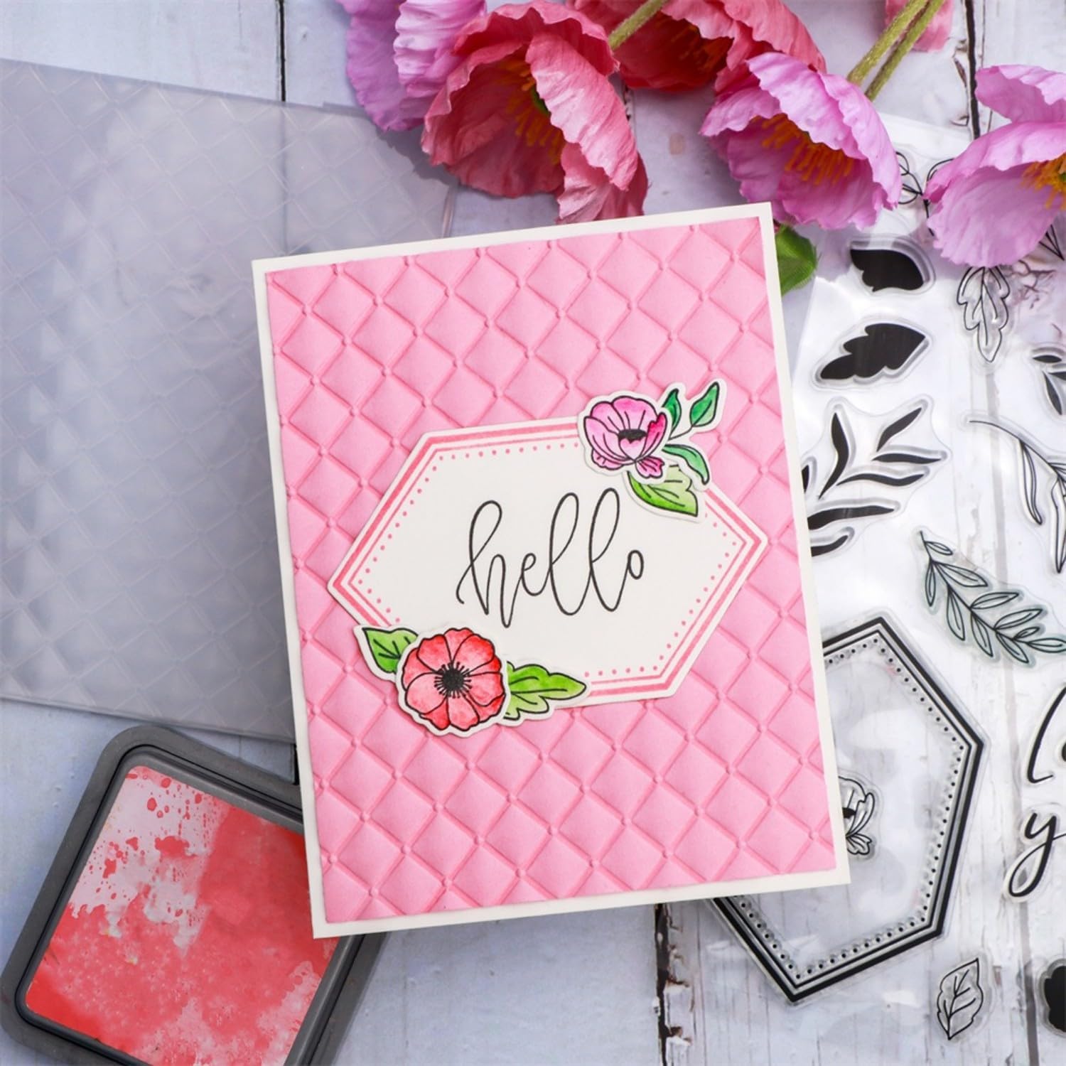 5pcs 3D Diamond Embossing Folders for Card Making,Template Paper Card Embossing Stencil for DIY Artwork Scrapbooking Photo Album Paper Craft Decoration