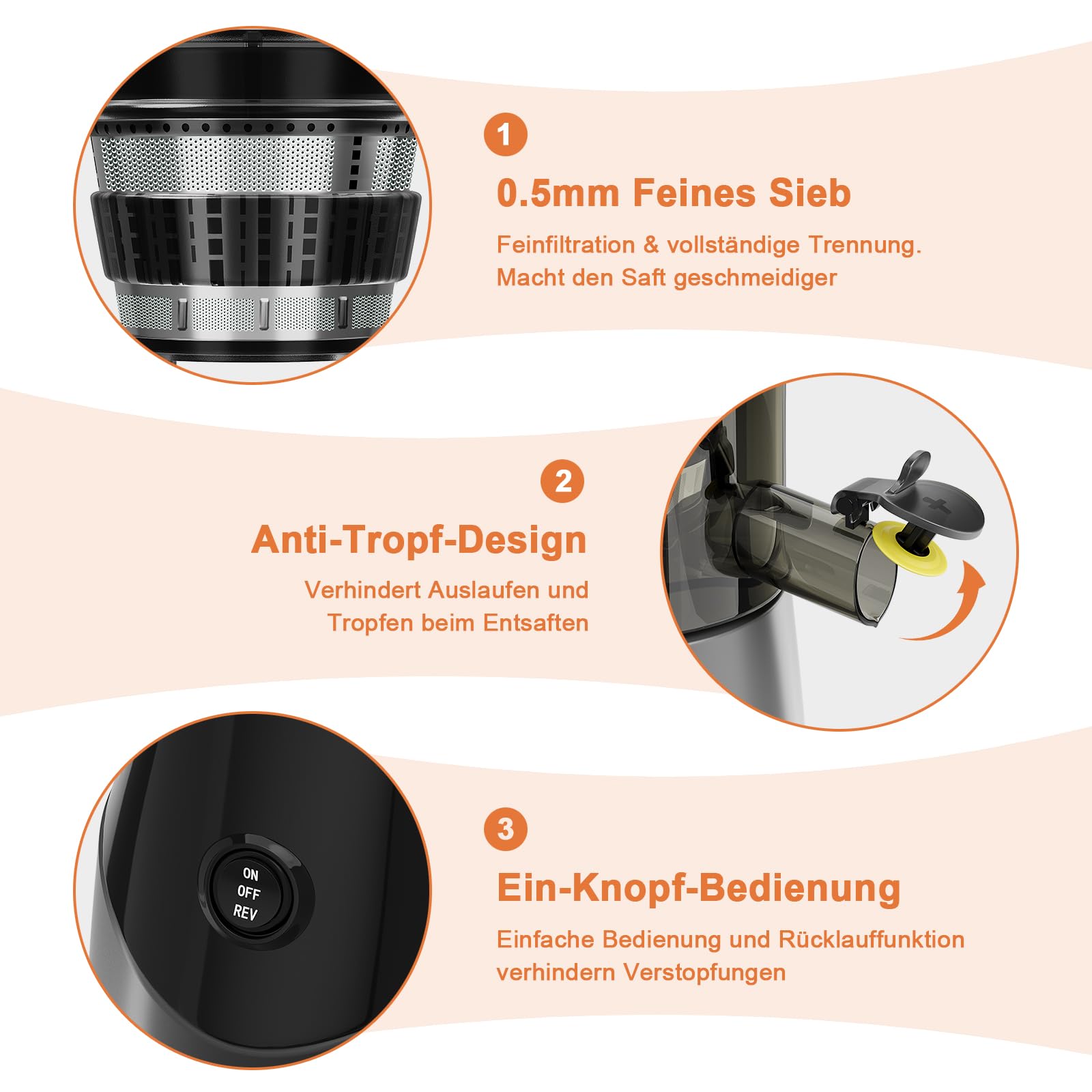 HOMELUX Extracteur de Jus 150 W, Rendement de jus élevé - Sans BPA