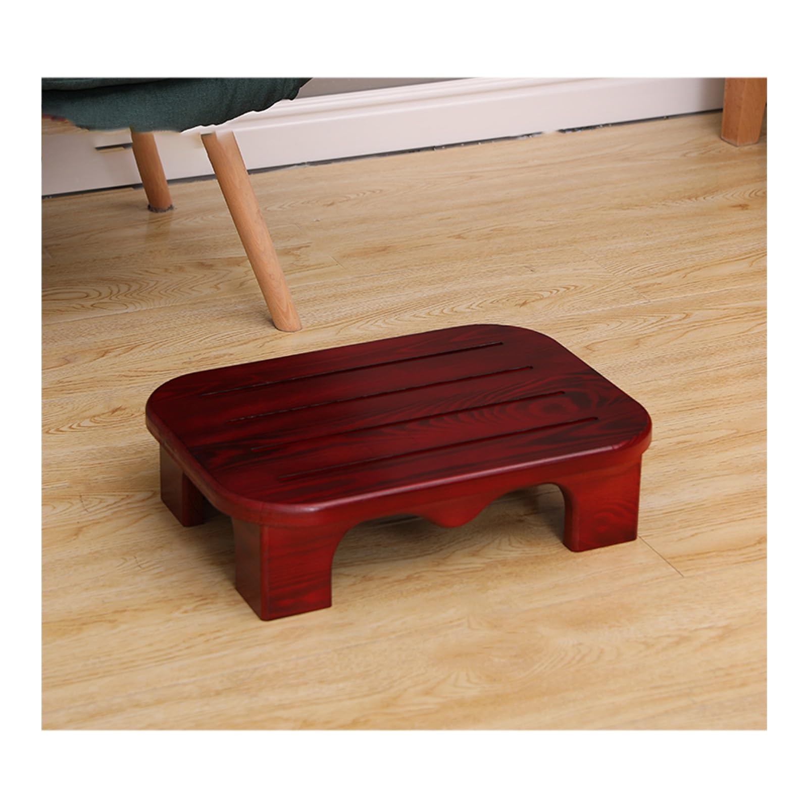 step stool, One Step Stool ，Solid Wood Material, Polished and Rounded, Non-Slip Foot Pads, Strong Load-Bearing Capacity(Rosewood Color)