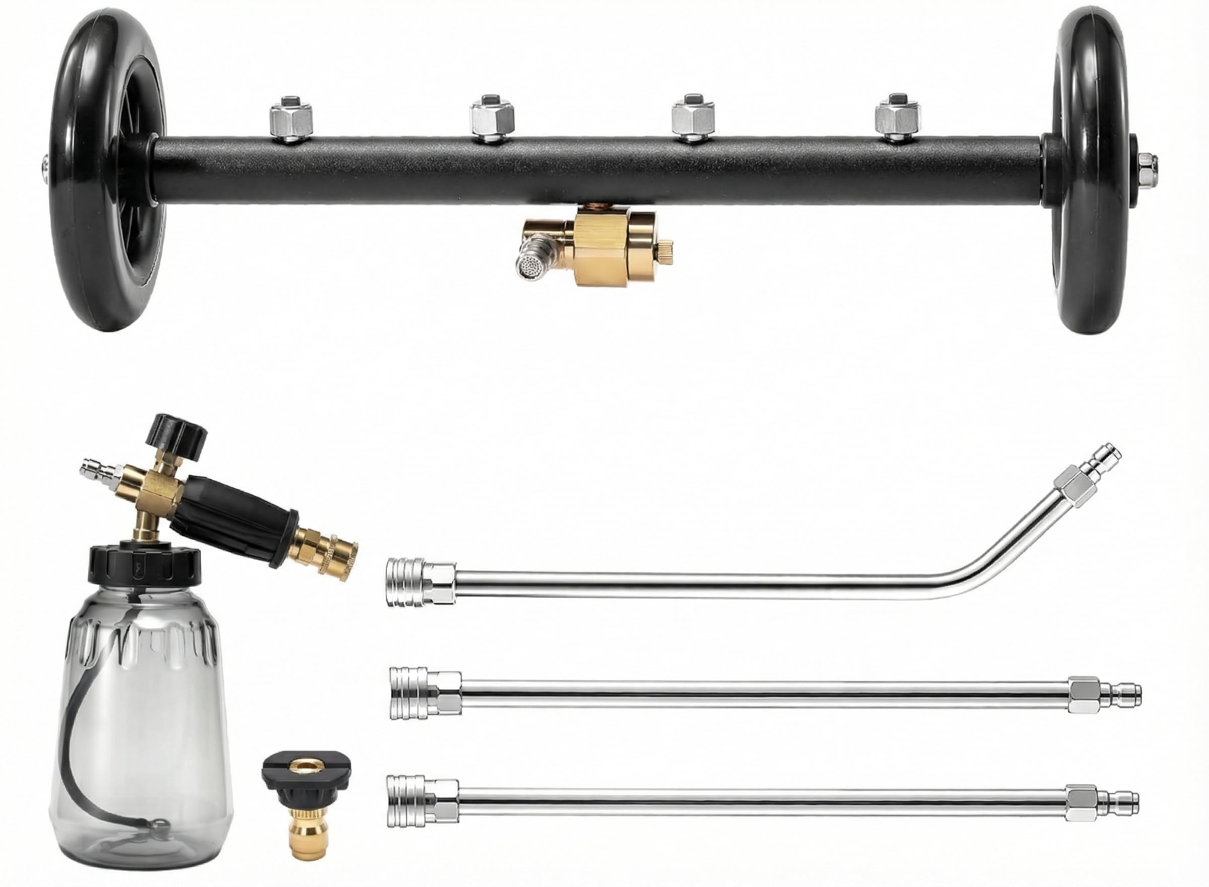 HoldOneLight 16 Inch Undercarriage Pressure Washer Attachment, Dual-Function Under Car Cleaner with Foam Cannon, Extension Wands, 4000 PSI — image 1