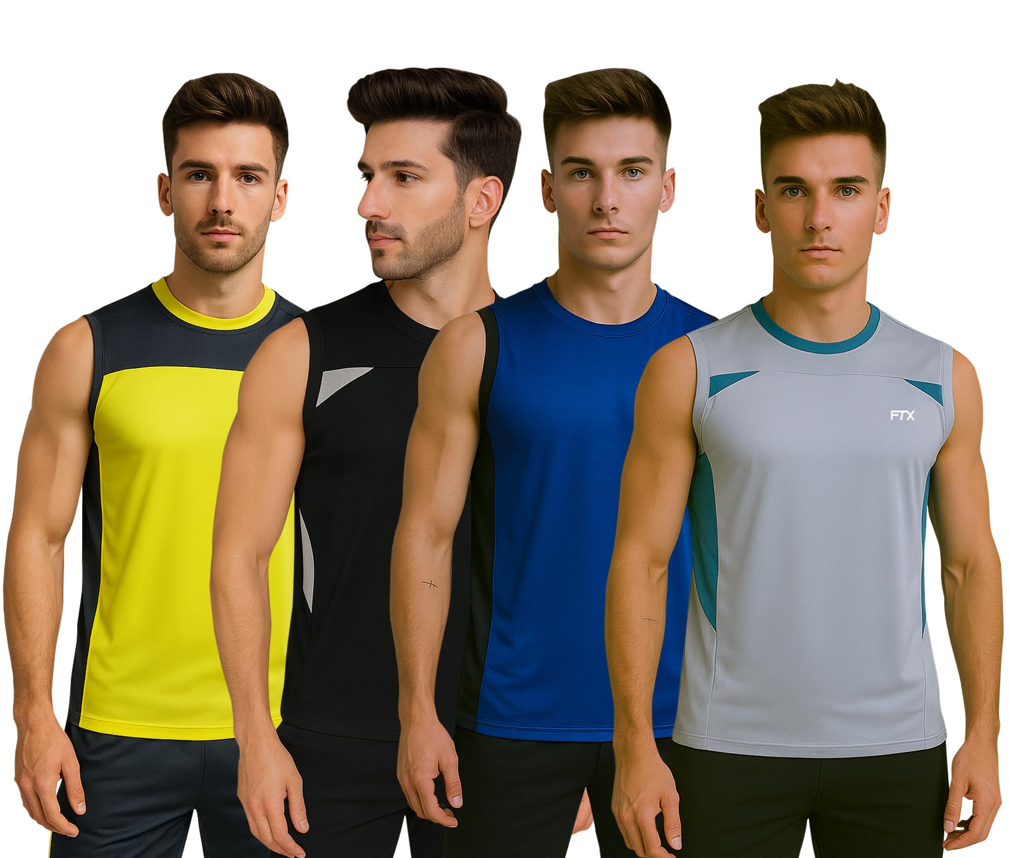 FTX Drifit Colorblock Sleeveless Activewear Sports Tshirt for Men (Pack of 4)-picture-29