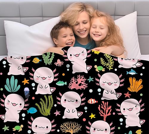 Miniatura 6 de Linda manta de ajolote suave y acogedora manta ligera de franela de ajolotl, regalos de ropa de cama para niños, niñas, mujeres y adultos, 50 x 40