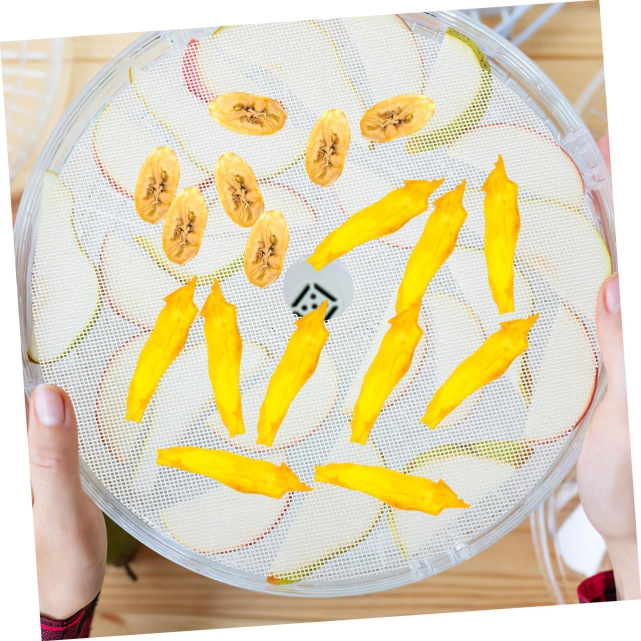 Cabilock 10pcs Non-stick Silicone Dehydrator Mats for Fruit and Meat Round Trays Reusable Food Drying Sheets Compatible Various Dehydrators Easy Cleanup