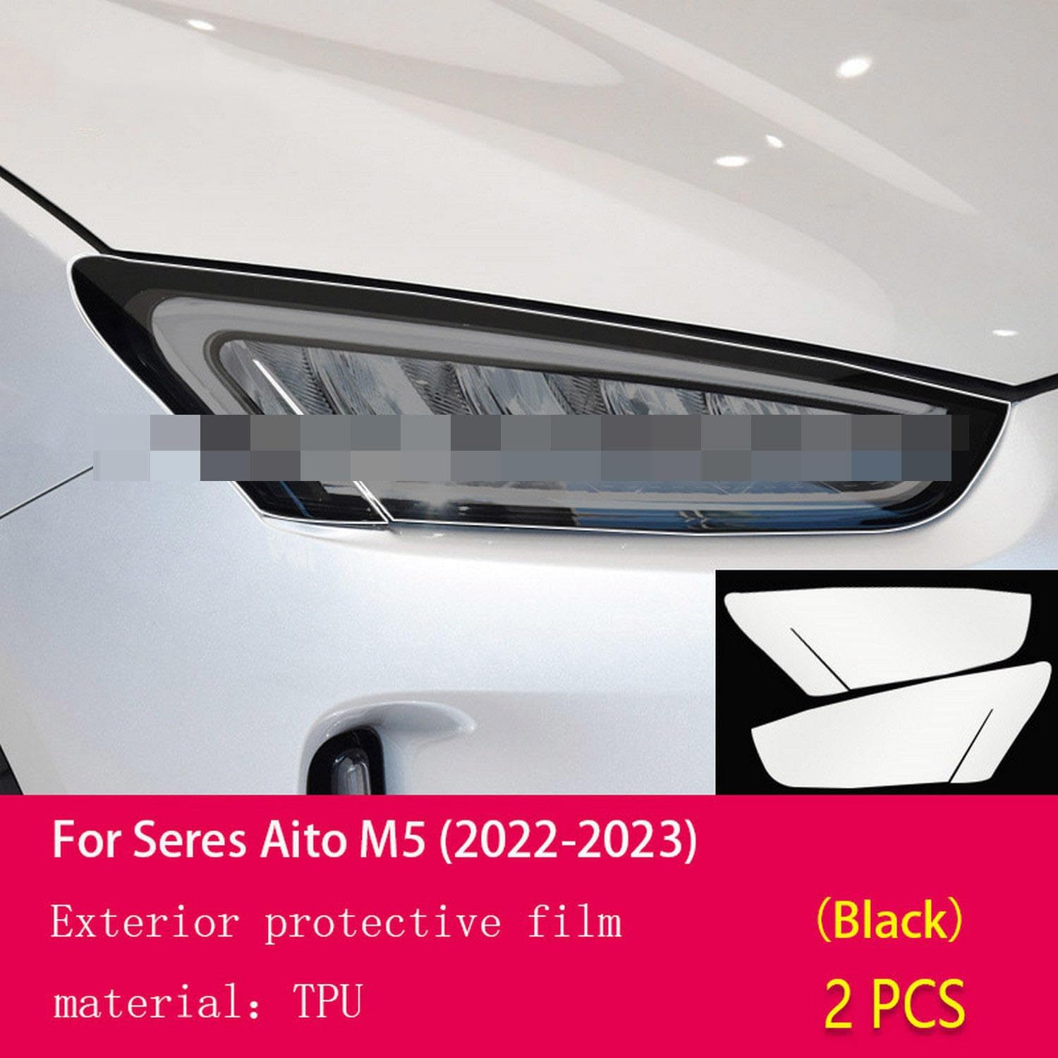 JCAKES Car Exterior Film TPU PPF Headlamps Protective Film Anti Scratch Repair Membrane Smoked Headlight，for Seres Aito M5 2022-2023
