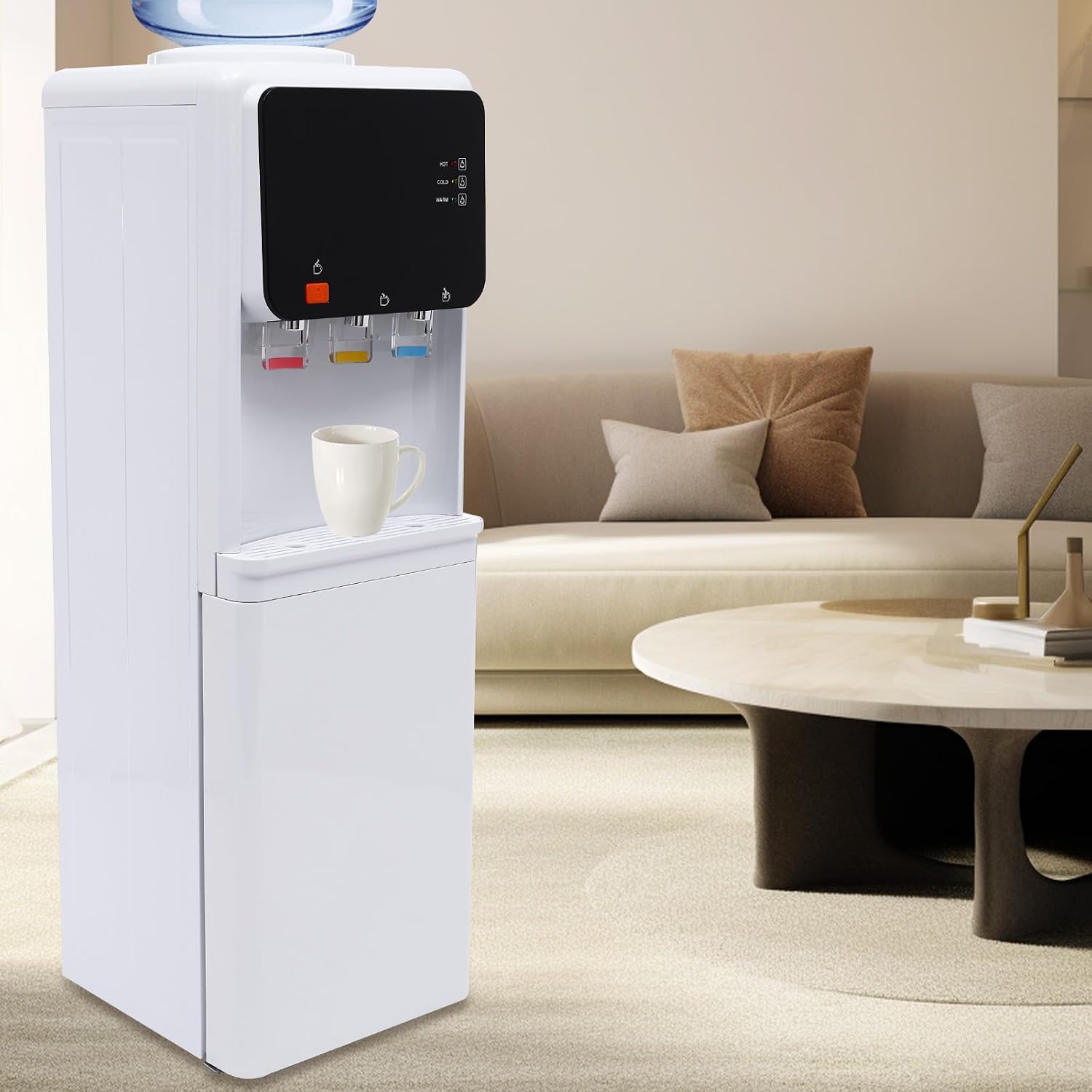 Home Office Water Dispenser Electric Hot Water Dispenser Drinking Fountain Freestanding Hot and Cold Table Drinking Machine for Library Office Restaurant School Hospital Conference Room