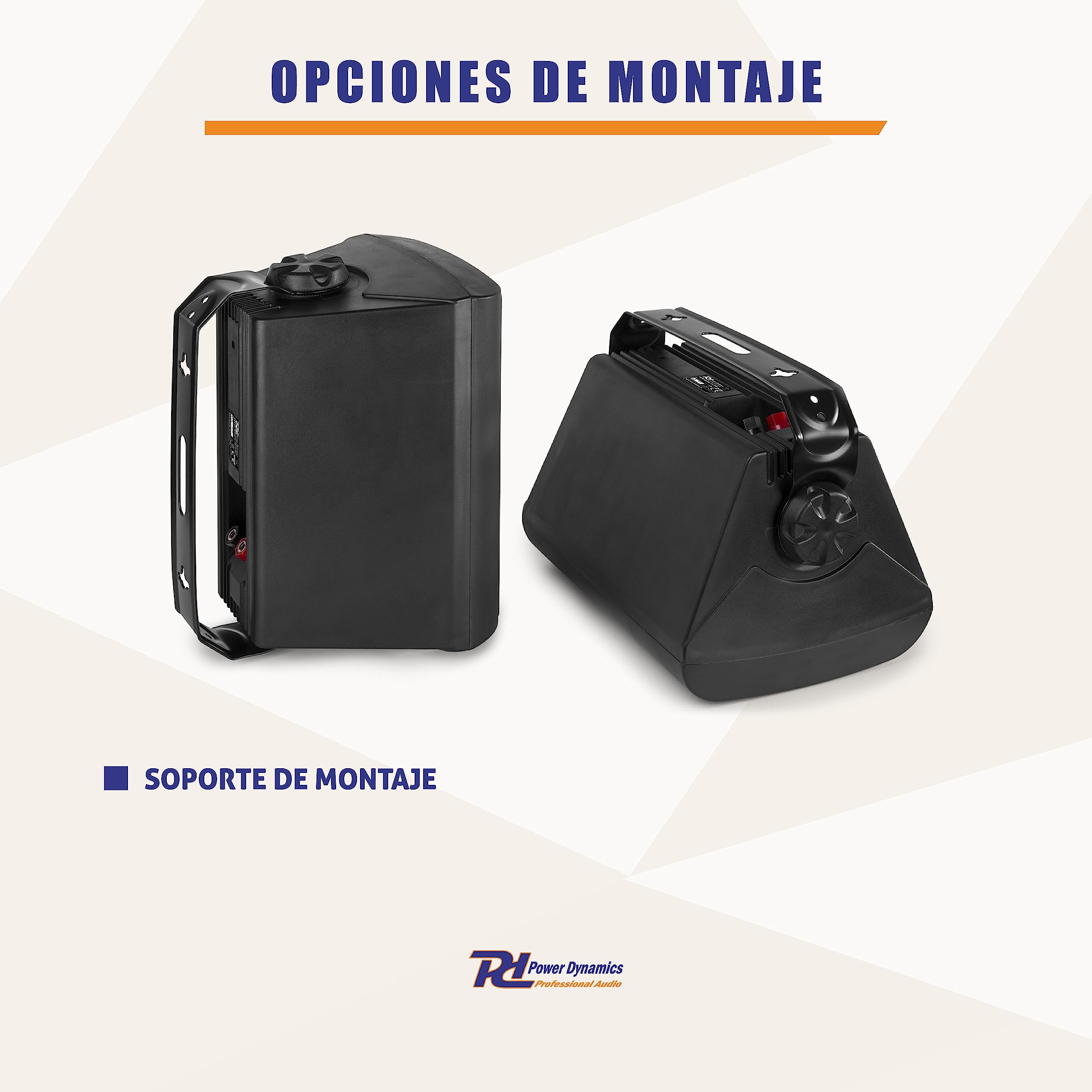 Power Dynamics BG050 Conjunto Altavoces Interior/Exterior 5,25" 120W 8 ohmios 2 vías, Resistentes a la Intemperie IP65, Rejilla y Soportes de Aluminio, Color Negro (2 Unidades)