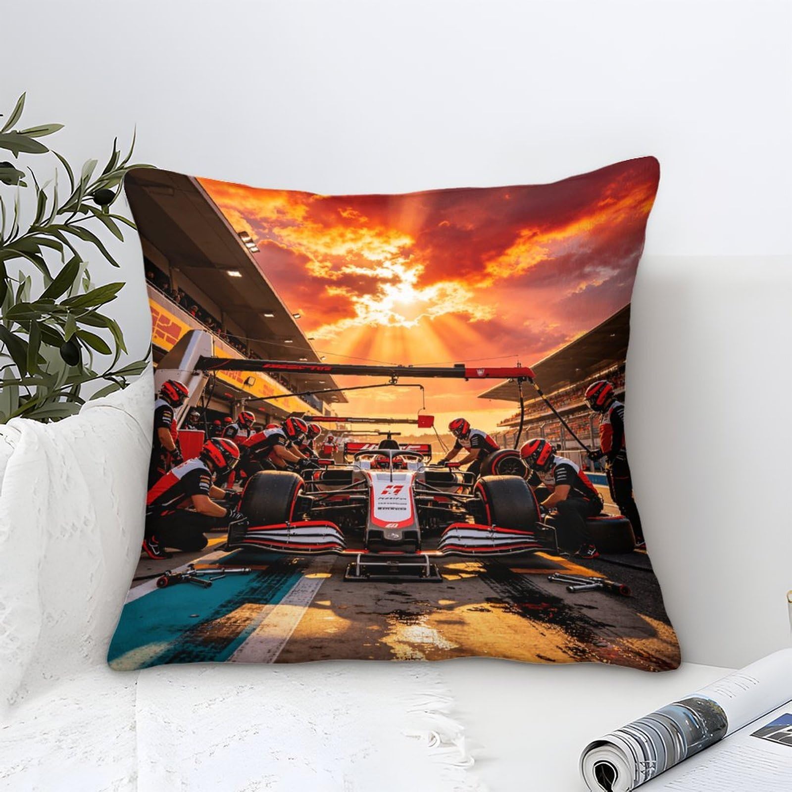 Xiaopangxy Formulaa Racing-16 Formulaa Racing Cushion Cover Decorations Gift, 40X40cm Pillow Cover Pit Stop Ornaments Throw Pillow Case Decor Home Livingroom Couch Sofa