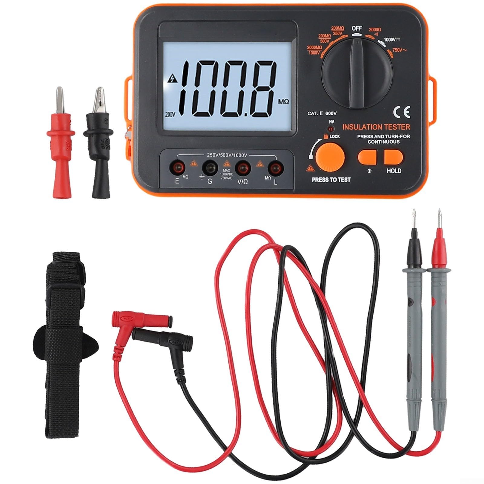 Tester digitale di isolamento 250V 500V 1000V DC Megohmmetro con display LCD Spegnimento automatico per test di cavi elettrici
