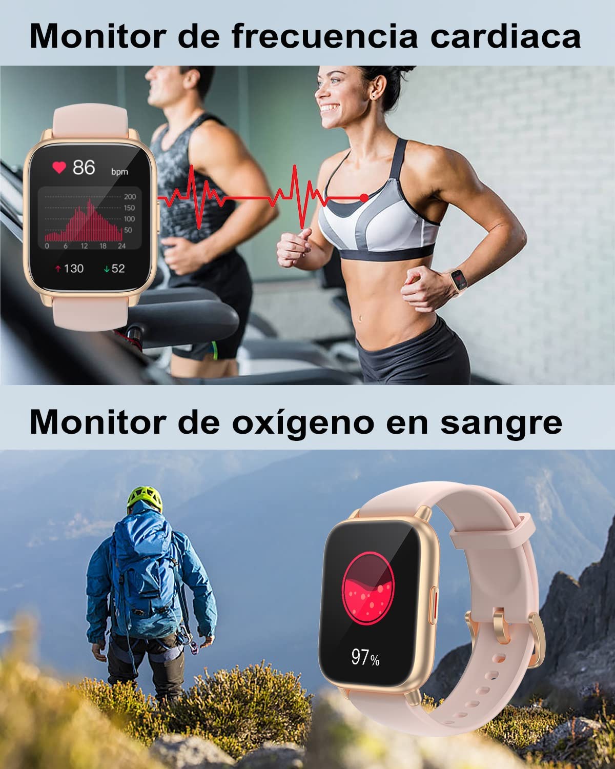RUIMEN Smartwatch con Llamadas,Reloj Inteligente Haga Reciba Llamada y Asistente Voz, Smartwatch Mujer Hombre con Podómetro Oxígeno Sanguine Impermeable IP68 100+ Deportes Modos Pulsera de Actividad
