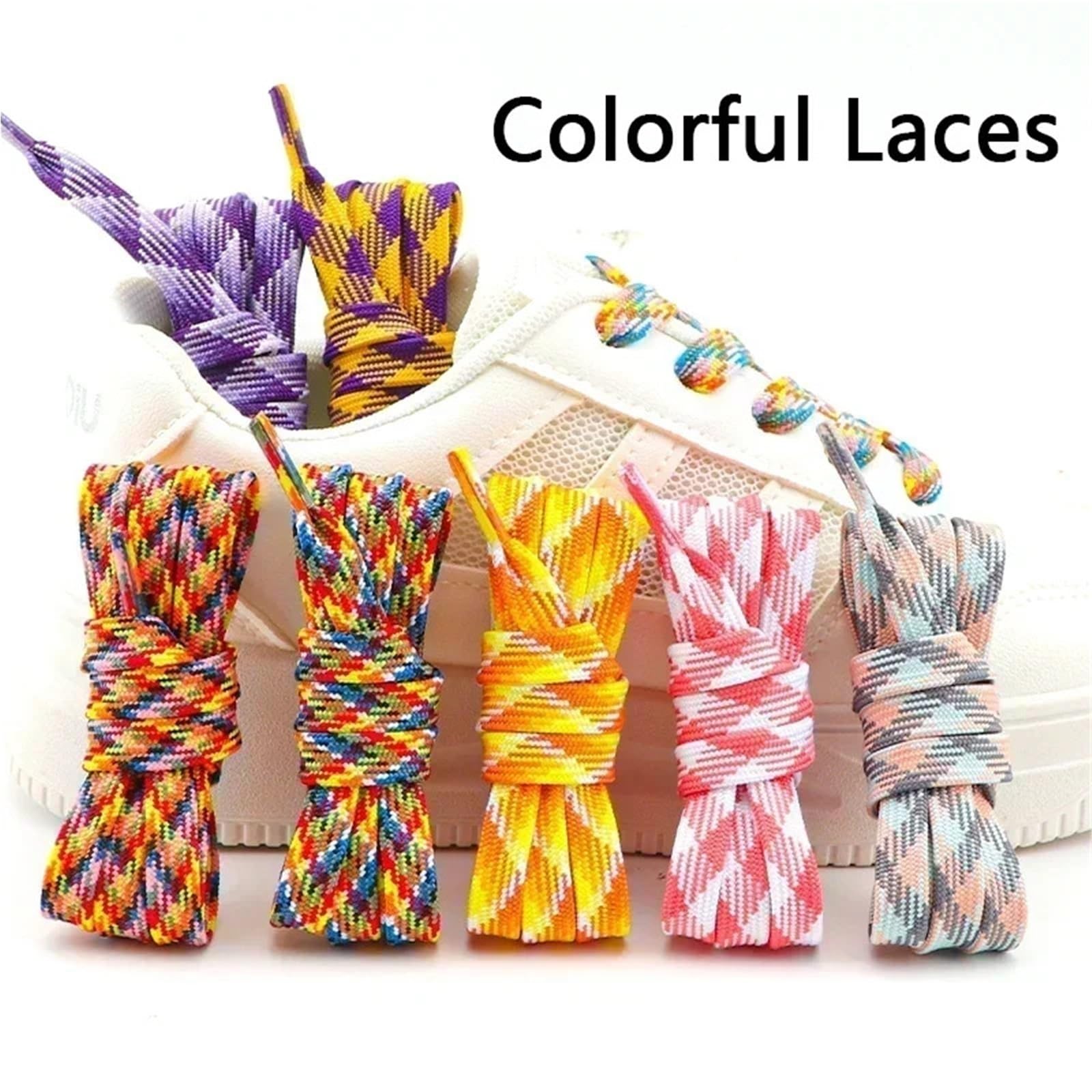 5pairs Bunte Gestreifte Schnürsenkel Sneakers Flache Für Sneaker
