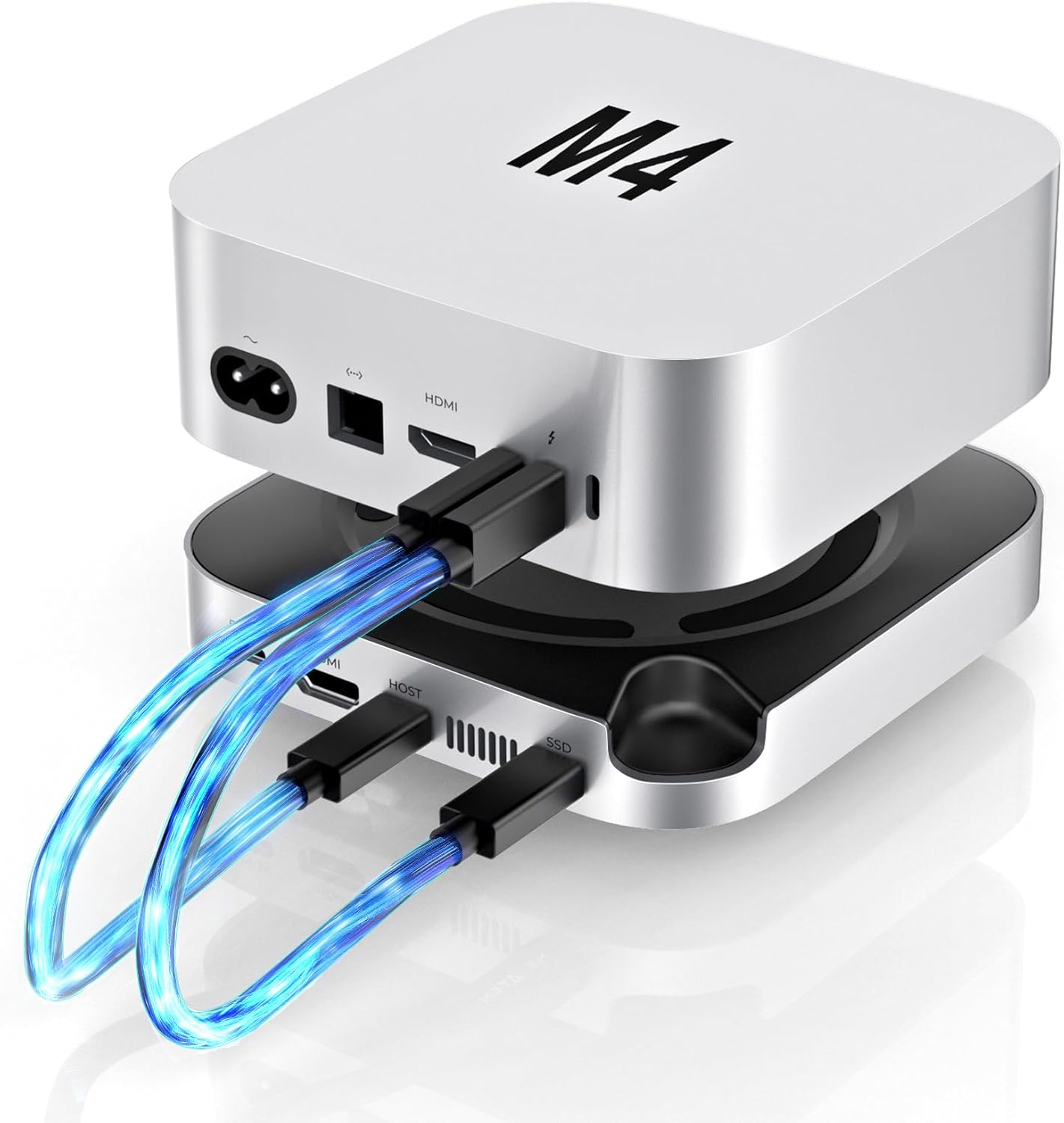 Hub y Base para Mac mini M4 con Enclosure NVMe SSD, 9 Puertos, 4K HDMI