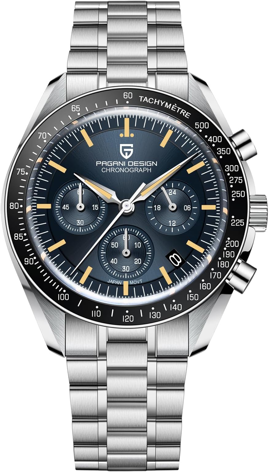 Pagani Design 1701 V6 Moon Wristwatch Homage Men's Chronograph Watches | Quartz VK63 Movement Stainless Steel Construction 100M Waterproof Fashion Sport Watch