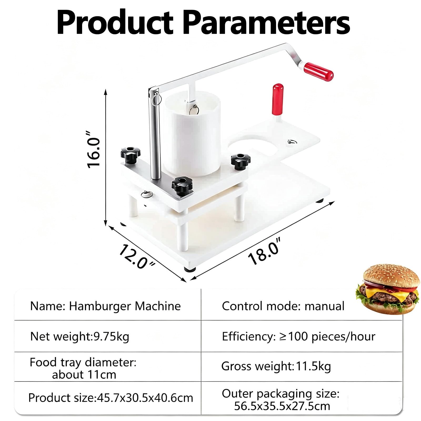 Stampo per hamburger e tortine, 110 mm, con attacco in acciaio inox, per hamburger e ristoranti, ideale per polpette dalla forma perfetta