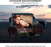Vista 7 de Mini proyector con WiFi y Bluetooth, proyector VISSPL Full HD 1080P, proyector portátil para exteriores con trípode, proyector de cine en casa