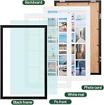 41x17 Cadre photo de gros collage de pouce,cadres photo multi-bois,20 Ouvertures 4x6 Photos,Affichage de photos en format mural,Black