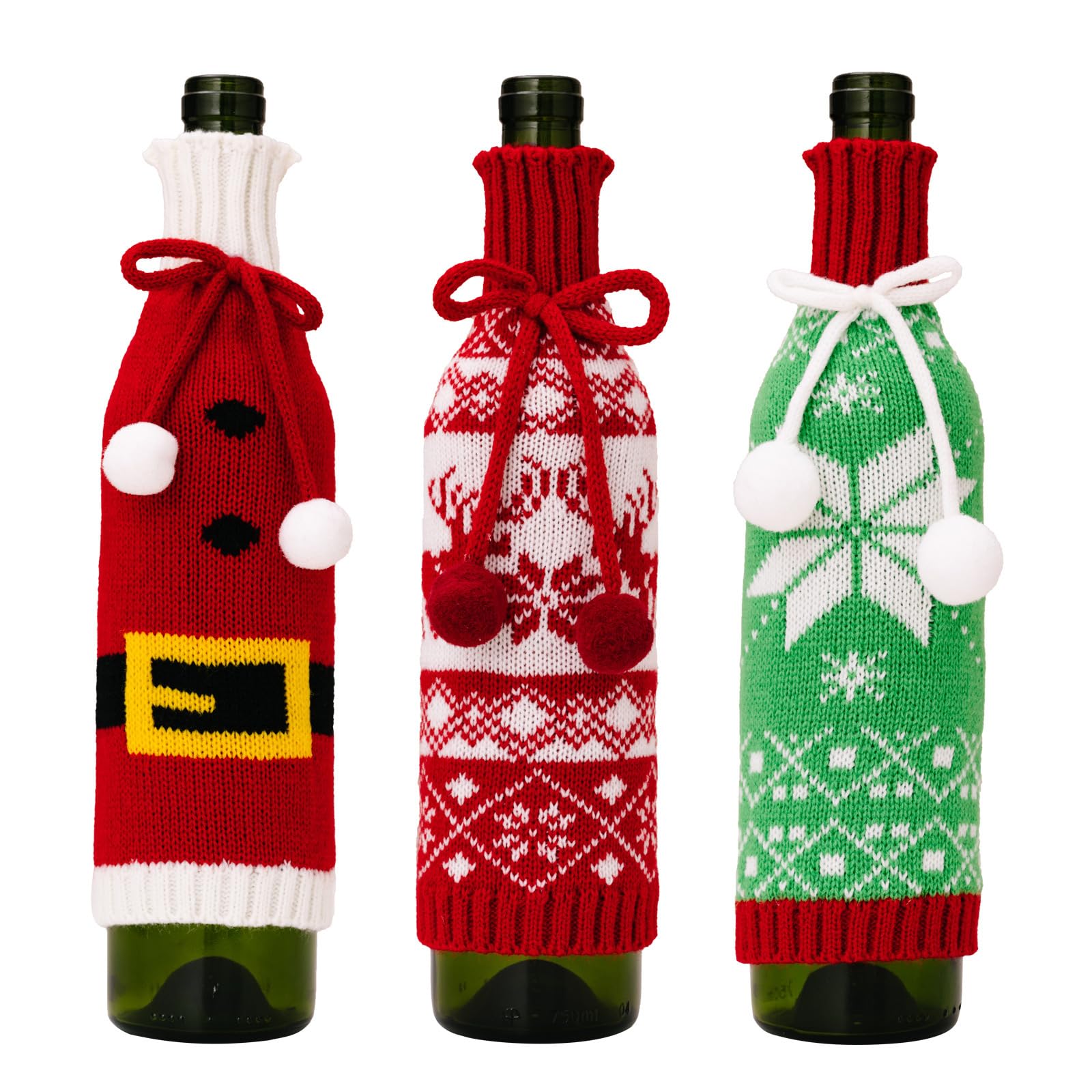Fundas para botellas de Navidad de punto para decorar tu mesa navideña 8