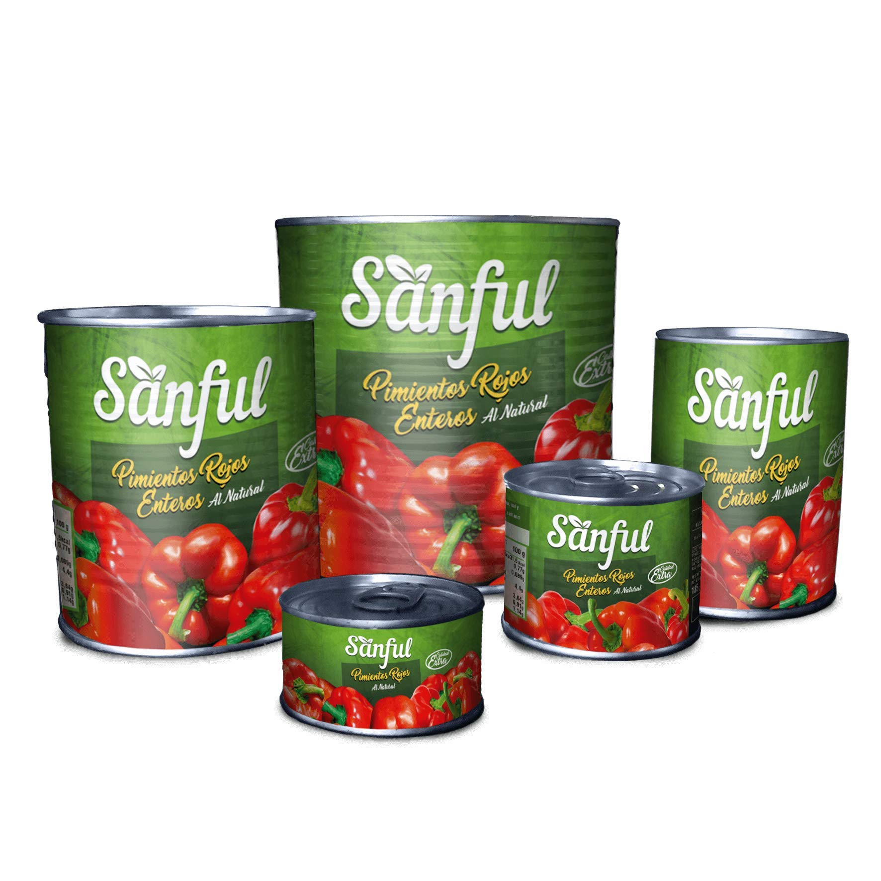 Pimientos rojos enteros al natural (390g) (pack 12 latas)