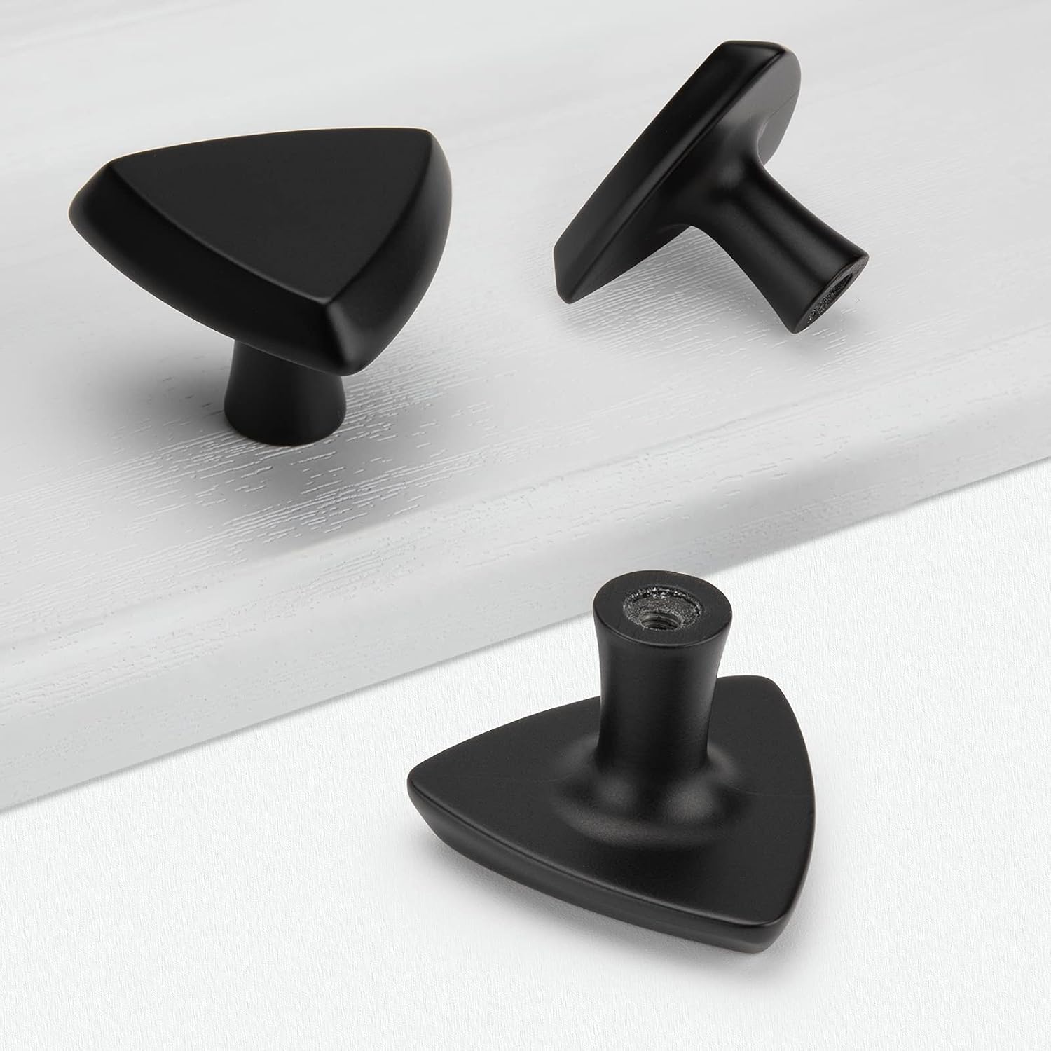 homdiy 25 Pack Black Cabinet Drawer Knob - Dresser Drawer Knobs Matte Black Cabinet Knobs Solid Cabinet Hardware for Cupboard, Triangle Style,1.4'' Dia