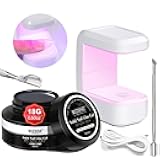 MIZHSE Solid Nail Glue, 18g Solid U V Gel Nail Glue Gel for Nails and Mini Light LED Lamp for Acrylic Nails Tips Long Lasting Rhinestone Glues for Salon Home DIY