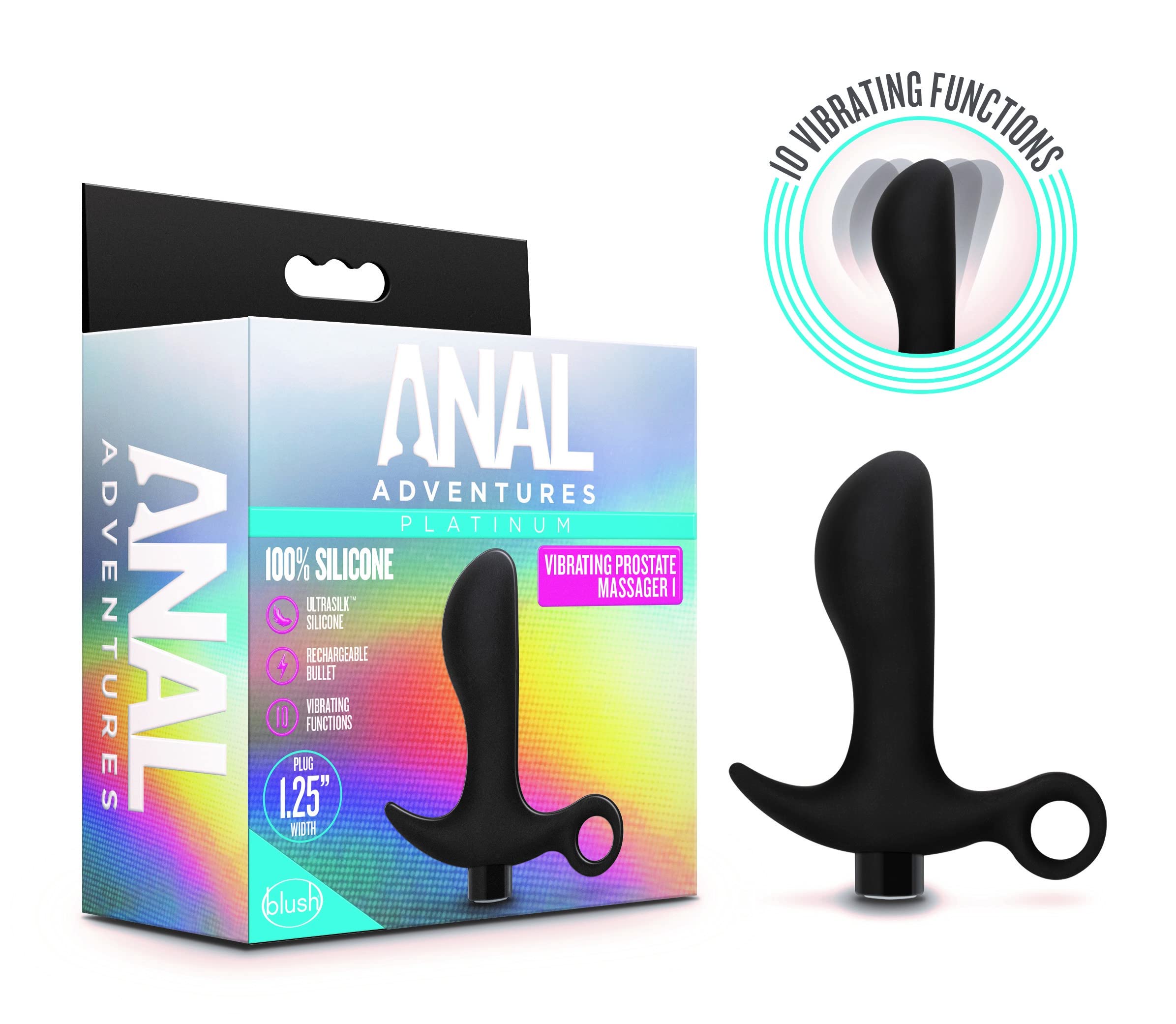 Blush Anal Adventures 4 25 Curved Vibrating Anal Plug Ultrasilk Silicone Prostate Massager - 10 Vibration Modes USB