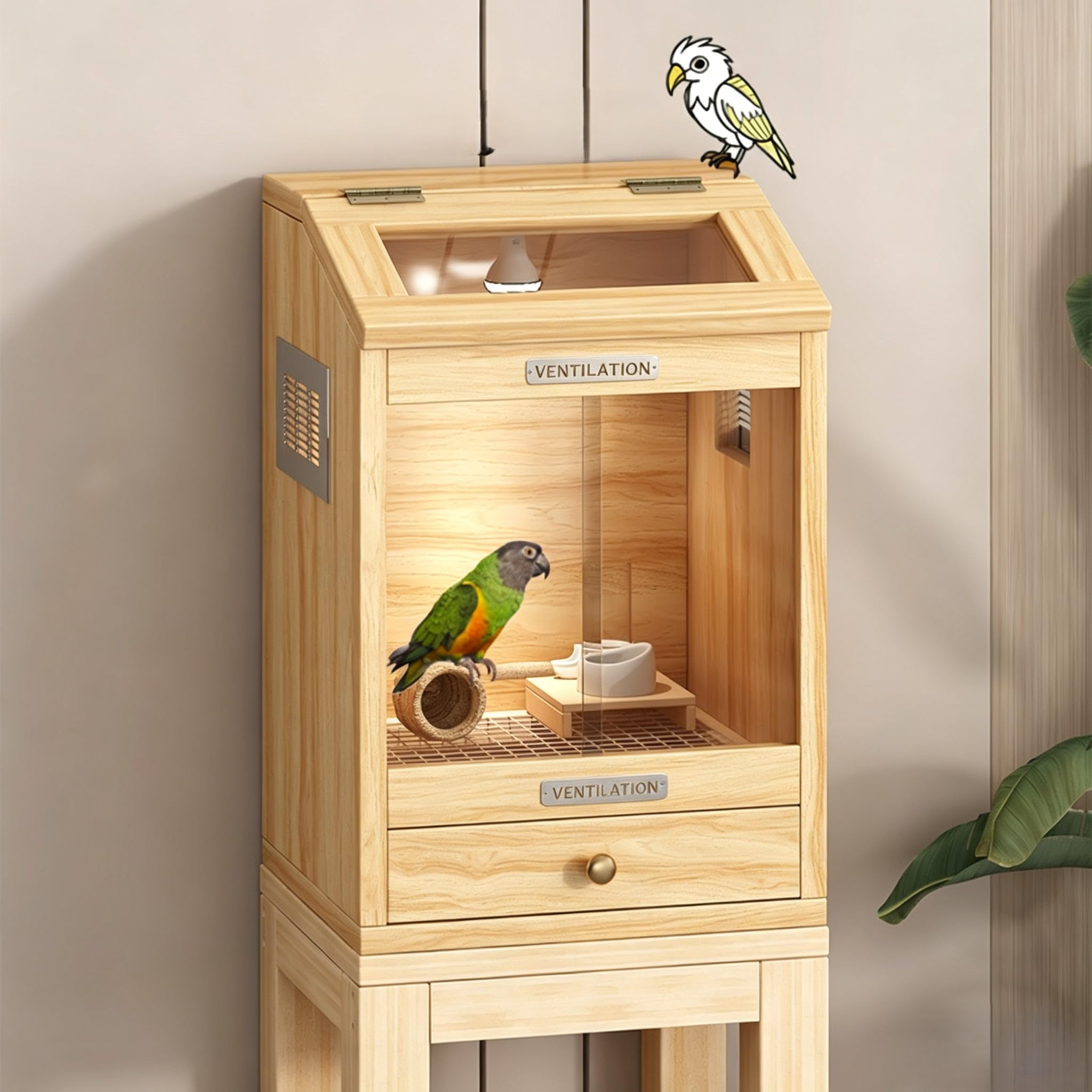 Jaula para Hámsteres, Jaula Grande De Madera para Animales Pequeños con Ventana Transparente De Acrílico Y Tapa Abatible, Hábitat Espacioso para Jerbos Y Otras Mascotas Pequeñas. 10